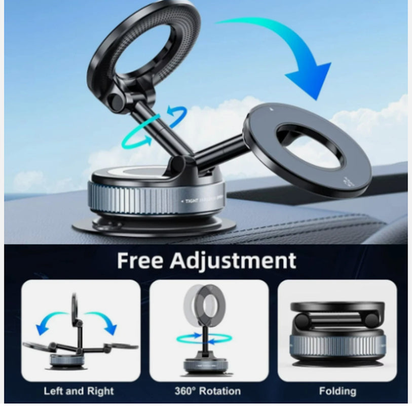 Magnetic Vacuum Suction Cup Car Phone Holder Stand Mount 360° Rotation
