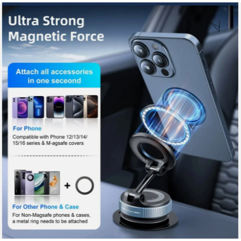 Magnetic Vacuum Suction Cup Car Phone Holder Stand Mount 360° Rotation