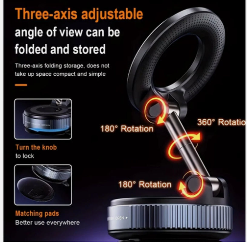 Magnetic Vacuum Suction Cup Car Phone Holder Stand Mount 360° Rotation