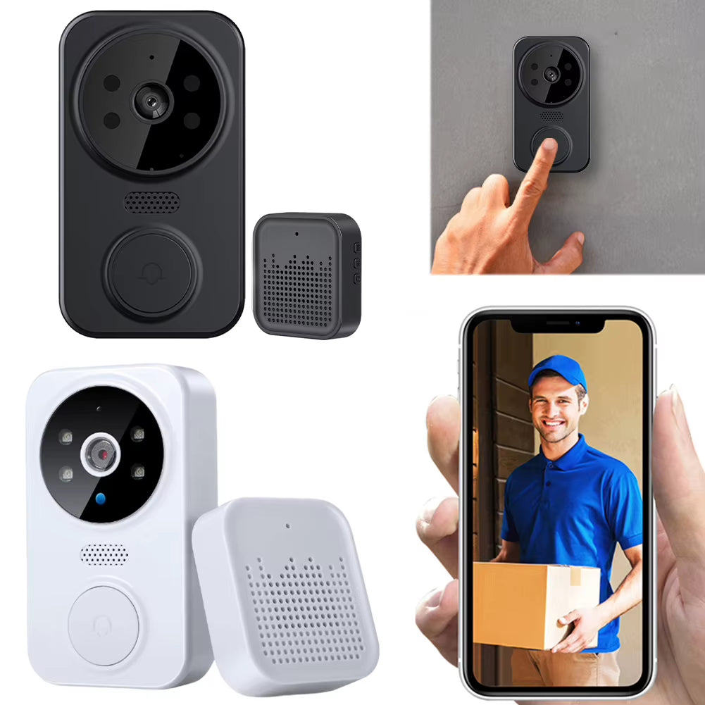 Wifi Wireless Video Doorbell with Chime APP Remote Monitoring Intelligent Doorbell Front Door Camera Indoor Outdoor Surveillance