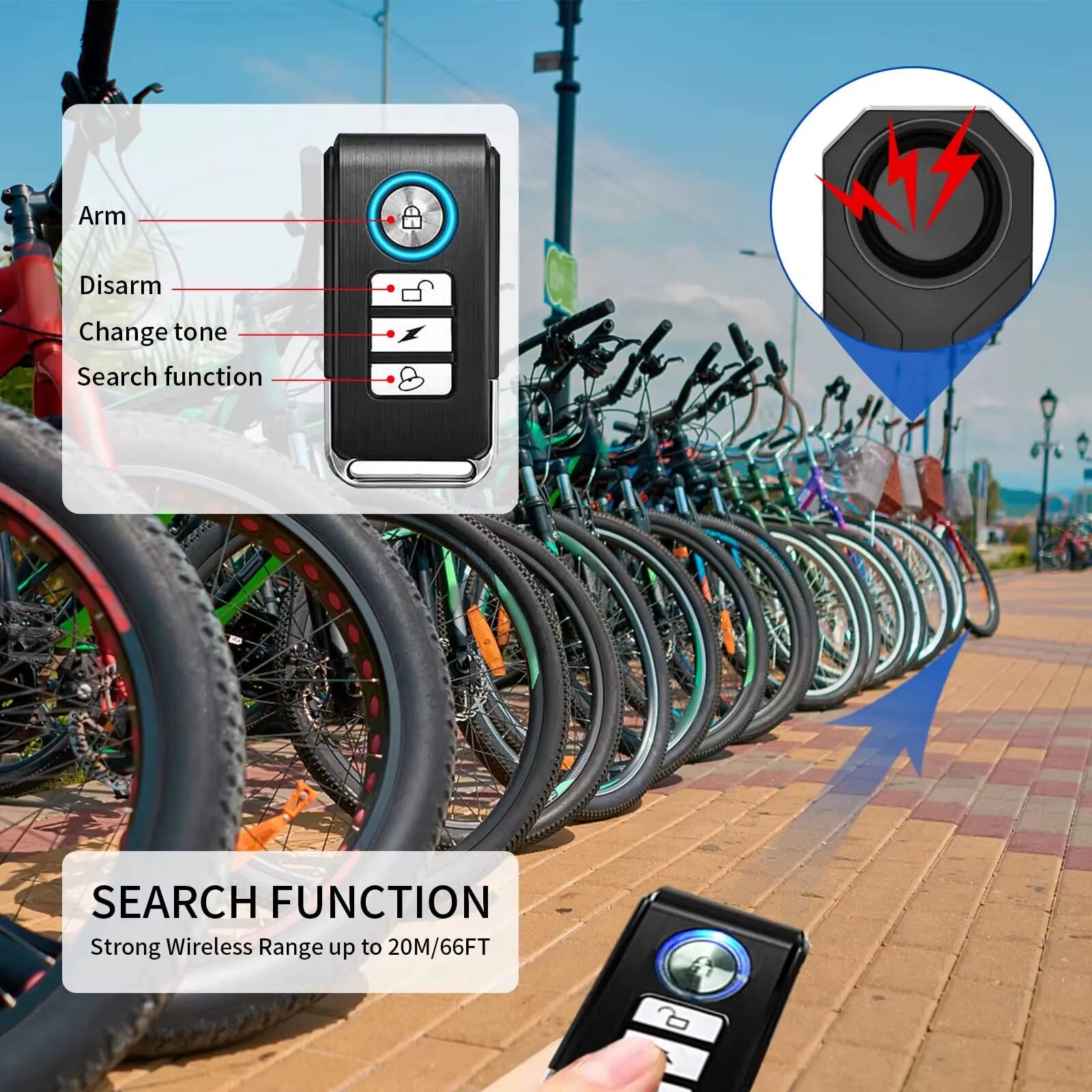 113Db Anti-Theft Bicycle Motorcycle Alarm Wireless Security Vibration Sensor Waterproof Electric Bike Alarm with Remote Control