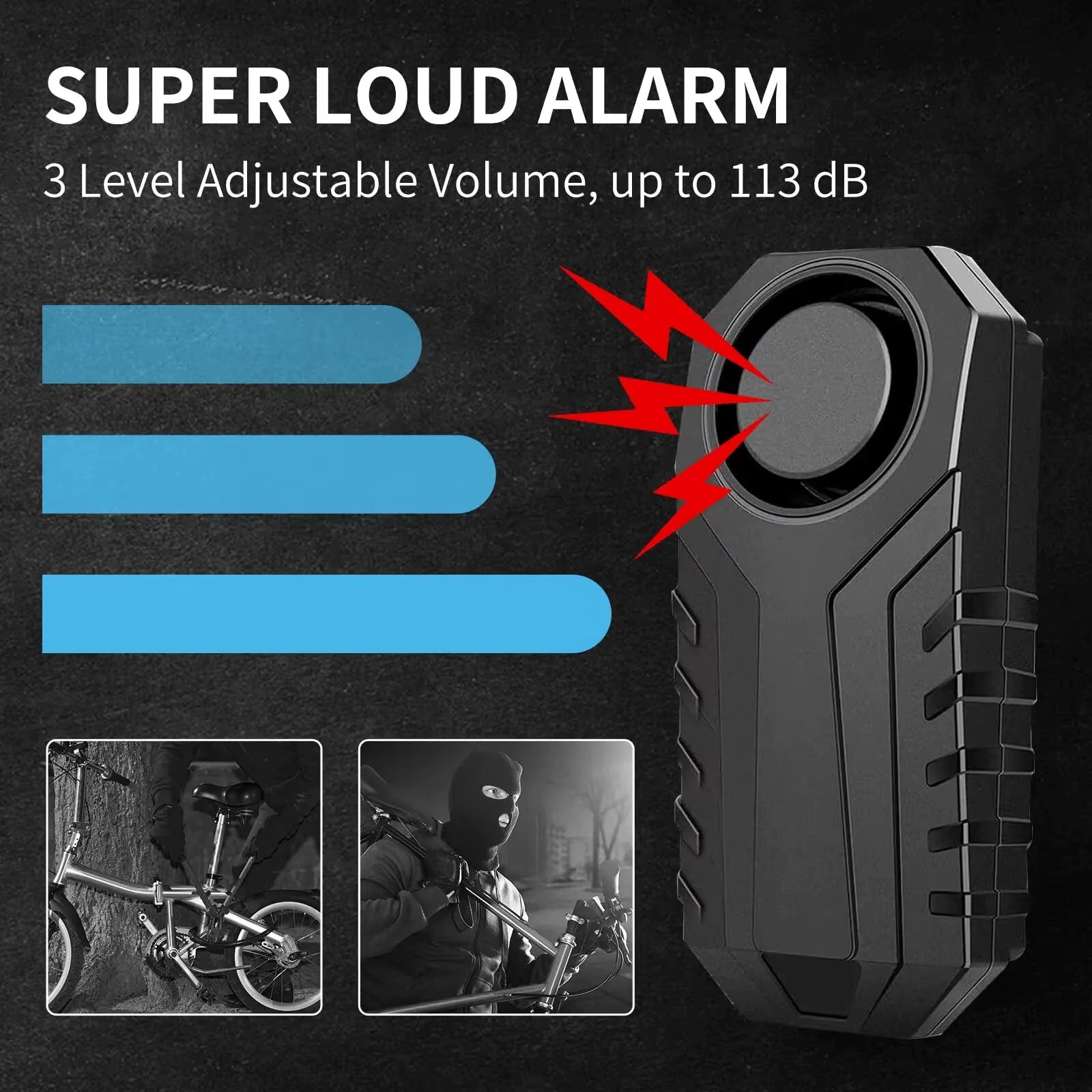 113Db Anti-Theft Bicycle Motorcycle Alarm Wireless Security Vibration Sensor Waterproof Electric Bike Alarm with Remote Control