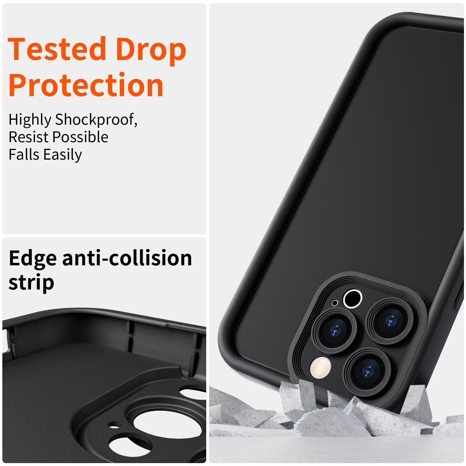 Thickened Liquid Silicone Case for iPhone 13, 14, 15, 16, 17 Pro Max - Shockproof Protection Cover