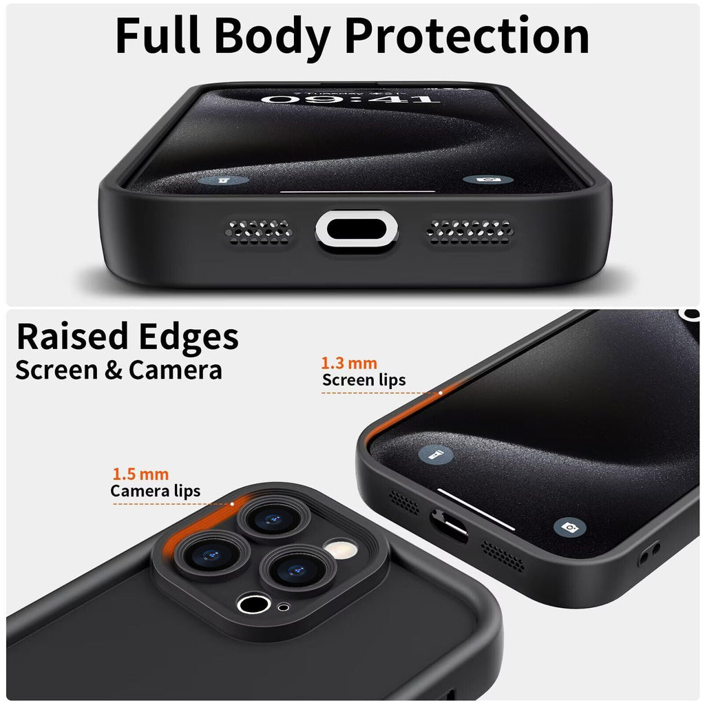 Thickened Liquid Silicone Case for iPhone 13, 14, 15, 16, 17 Pro Max - Shockproof Protection Cover